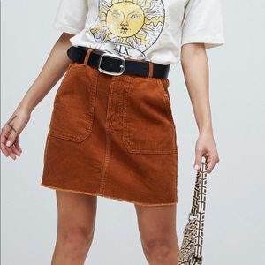 Stradivarius cord mini skirt in brown